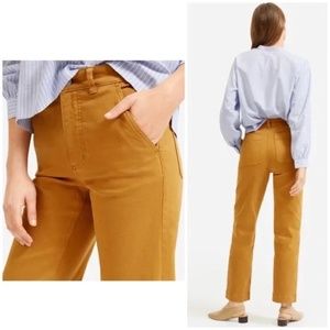 Everlane High Rise Cropped Straight Regular Pants in Golden Brown